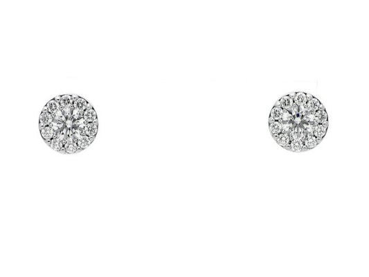 1/2CTW HEARTS ON FIRE DIAMOND ROUND CLUSTER STUD EARRINGS - HEARTS ON FIRE
