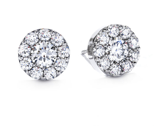 1CTW HEARTS ON FIRE DIAMOND ROUND CLUSTER STUD EARRINGS - HEARTS ON FIRE