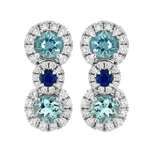Charles Krypell Pastel Collection 18k White Gold Aquamarine Sapphire Diamond Earrings - Charles Krypell