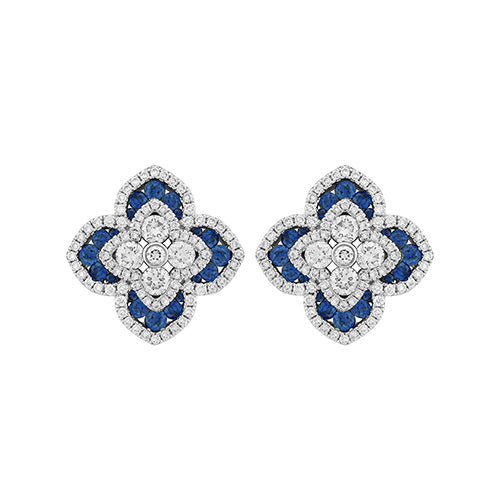 Charles Krypell Pastel Collection 18k White Gold Shining Star Blue Sapphire Diamond Earrings - Charles Krypell