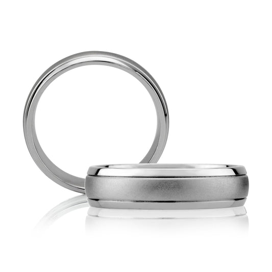 A. Jaffe Classic Brushed and Bright Finish Combination Men's Ring - A. Jaffe