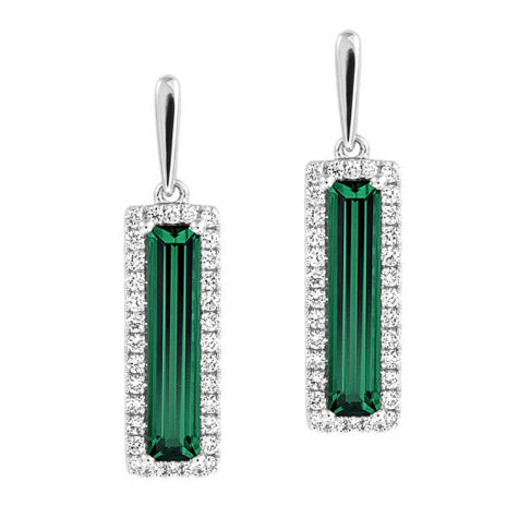 Chatham 14k White Gold Emerald & Diamond Earrings - Chatham