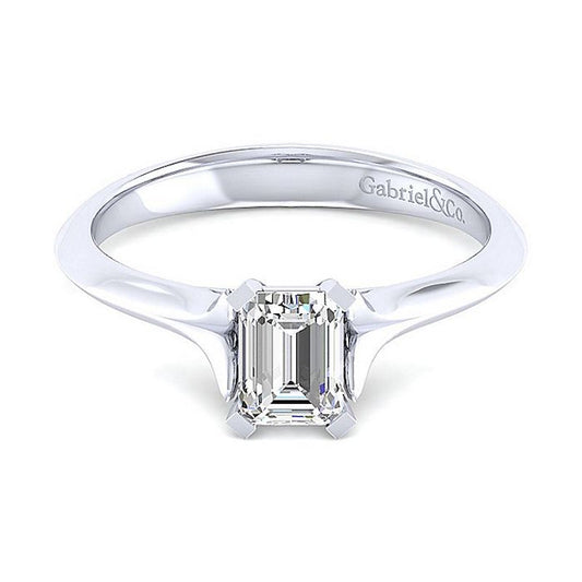 Gabriel & Co 14K White Gold Contemporary Solitaire Diamond Engagement Ring - Gabriel & Co.
