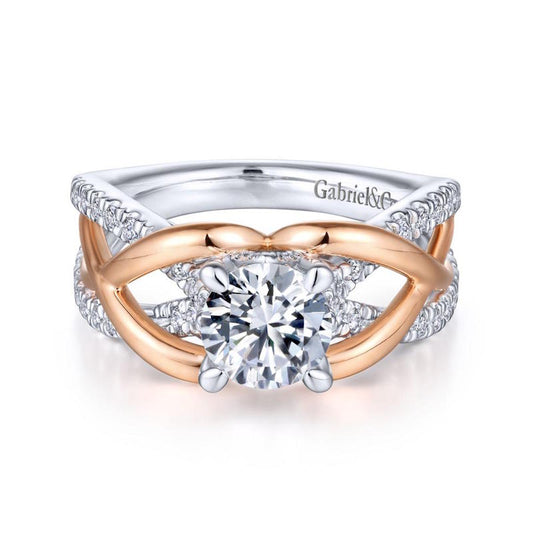 Gabriel & Co. 14k Two Tone Gold Contemporary Twisted Engagement Ring - Gabriel & Co.