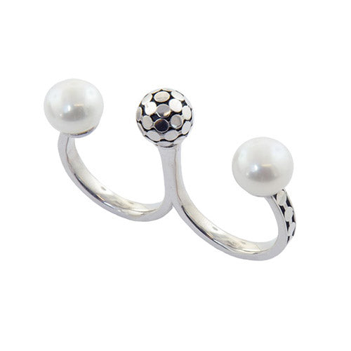 Honora Sterling Silver White Button Freshwater Cultured Pearl Ring - Honora