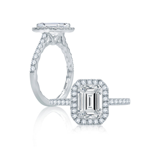 A. Jaffe Classic Emerald Center Diamond Engagement Ring - A. Jaffe