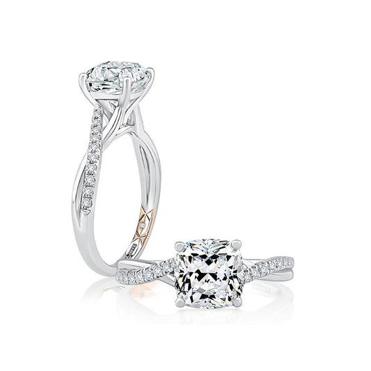 A. Jaffe Crossover Cushion Stone Four Prong Engagement Ring - A. Jaffe