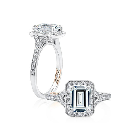 A. Jaffe Classic Halo Emerald Diamond Engagement Ring - A. Jaffe