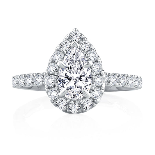 A. Jaffe Diamond Pear Center Engagement Ring with Diamond Halo - A. Jaffe