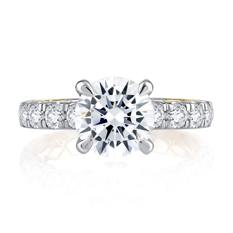 A. Jaffe Two Tone Round Diamond Engagement Ring - A. Jaffe