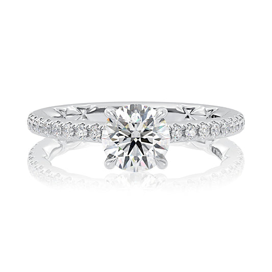 A. Jaffe Classic Round Center Diamond Engagement Ring with a Hidden Halo - A. Jaffe