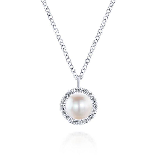 Gabriel & Co. 14k White Gold Grace Pearl & Diamond Necklace - Gabriel & Co. Fashion