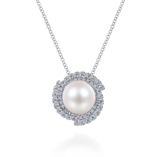 Gabriel & Co. 14k White Gold Grace Pearl & Diamond Necklace - Gabriel & Co. Fashion
