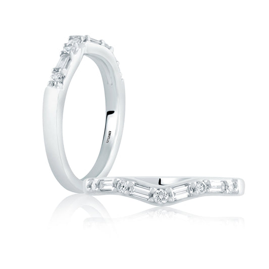 A. Jaffe Curved Alternating Baguette and Round Diamond Anniversary Band - A. Jaffe