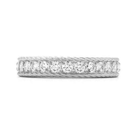 Hearts on Fire Diamond Bar Braided Band with Satin Finish 18k Gold White - Hearts on Fire