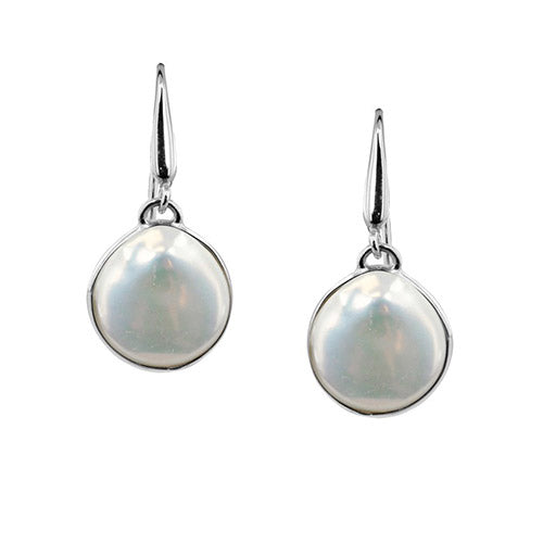 Honora Sterling Silver White Baroque Coin Freshwater Cultured Pearl Dangle Earrings - Honora