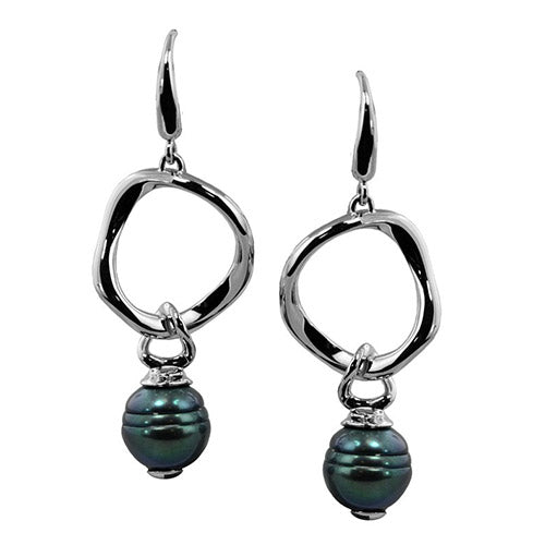 Honora Sterling Silver Black Ringed Freshwater Cultured Pearl Dangle Earrings - Honora