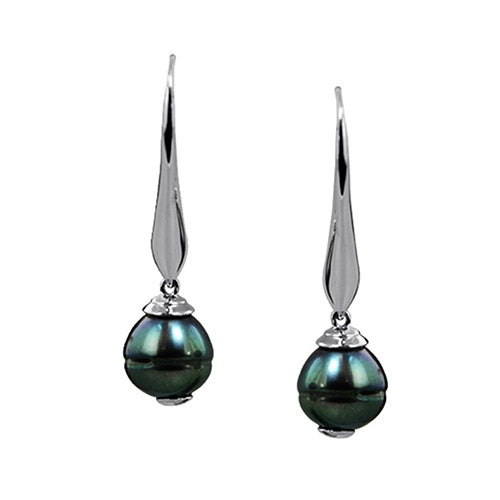 Honora Sterling Silver Black Ringed Freshwater Cultured Pearl Dangle Earrings - Honora