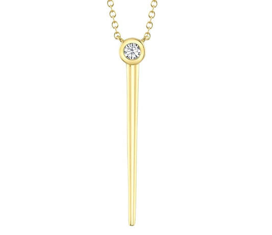 DIAMOND ACCENTED SPIKE DROP STATION NECKLACE - SHY CREATION