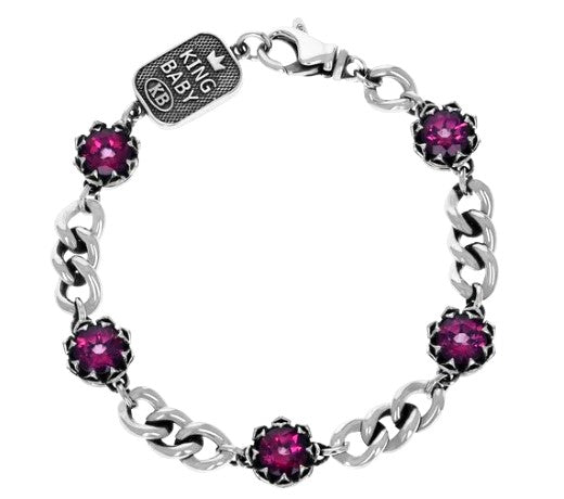 KING BABY CROWNED PINK TOPAZ CHAIN BRACELET - KING BABY