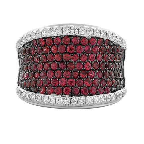 Charles Krypell Small Pave Diamond and Ruby Saddle Ring - Charles Krypell