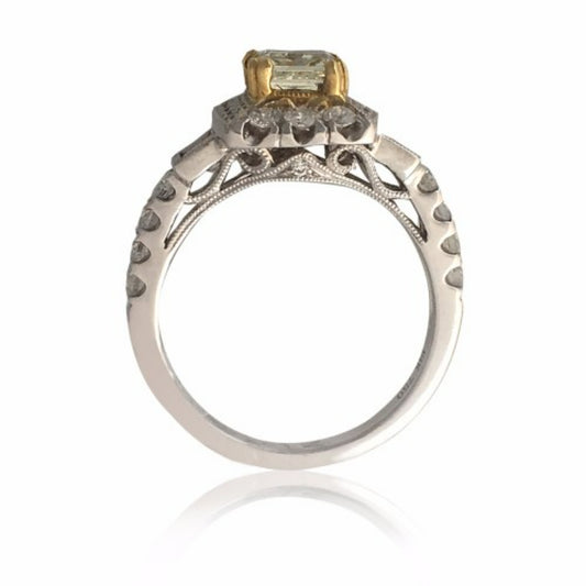Goldsmith Gallery 18k Two-Tone Gold and Halo Diamond Engagement Ring - Goldsmith Gallery Collection