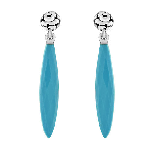 Charles Krypell Turquoise and White Quartz Elongated Drop Earrings - Charles Krypell