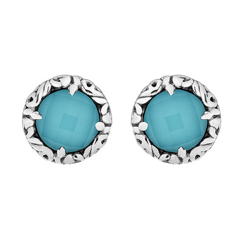 Charles Krypell Turquoise and White Quartz Stud Earrings - Charles Krypell