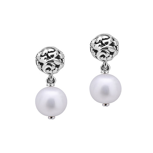 Charles Krypell Silver Collection 18k White Gold Ivy Pearl Drop Earrings - Charles Krypell