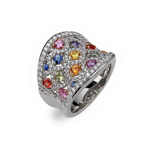Charles Krypell 18k White Gold Precious Pastel Diamond Fashion Ring - Charles Krypell