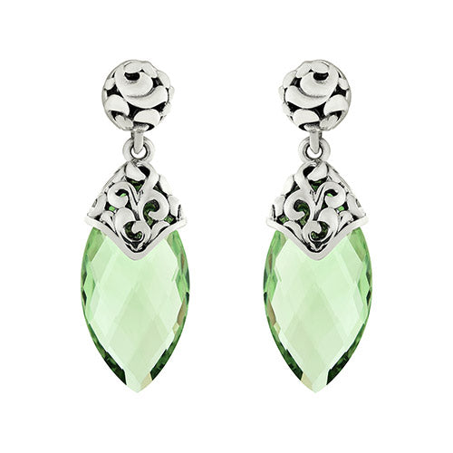 Charles Krypell Briolette Green Amethyst Marquee Design Drop Earrings - Charles Krypell