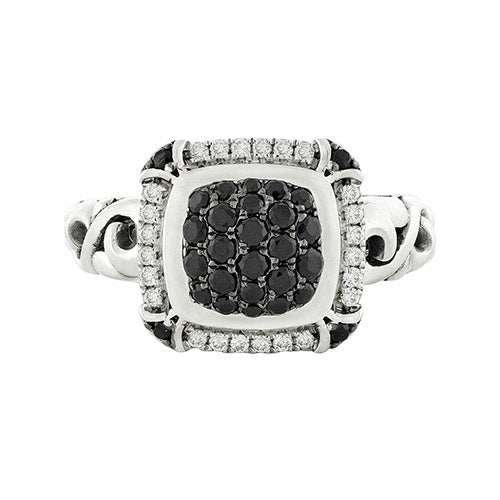 Charles Krypell Black Sapphire Center and Diamond Halo Fashion Ring - Charles Krypell