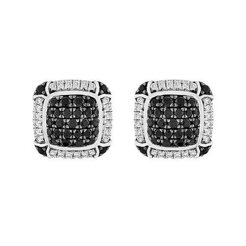Charles Krypell Black Sapphire Center and Diamond Halo Fashion Stud Earrings - Charles Krypell