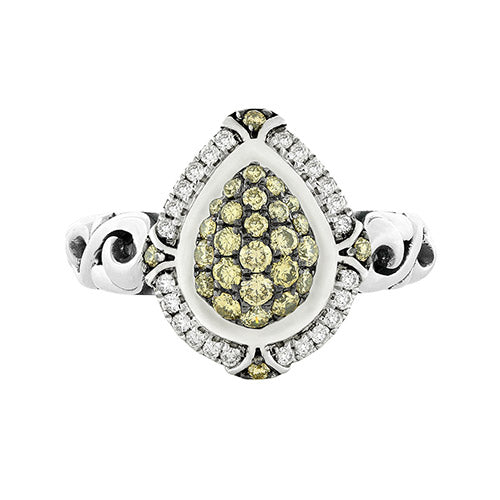 Charles Krypell Brown and White Diamond Pear Shaped Center Fashion Ring - Charles Krypell