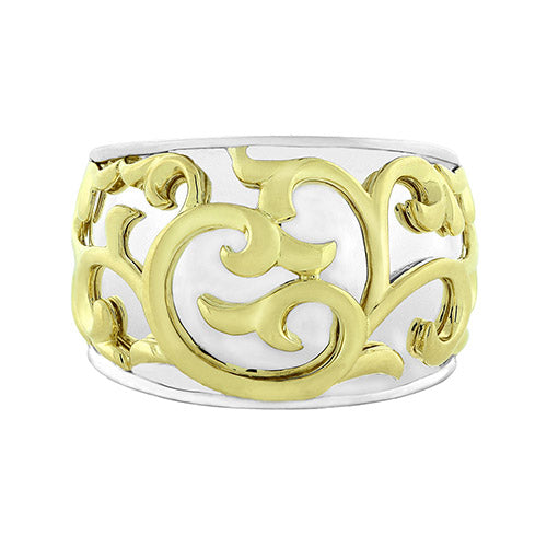 Charles Krypell Silver Collection 18k Yellow Gold Wide Ivy Lace Fashion Ring - Charles Krypell