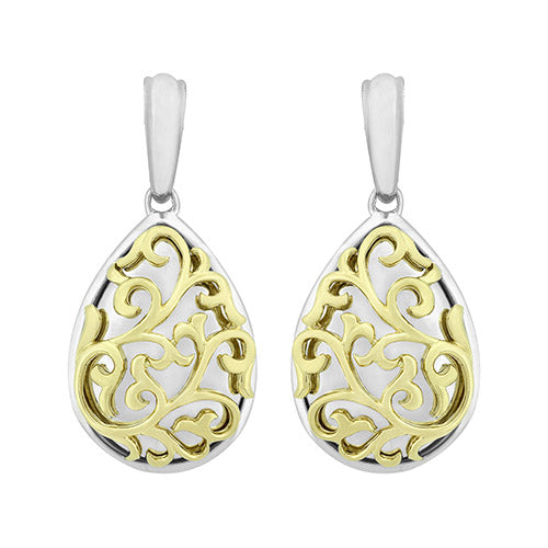 Charles Krypell Silver Collection 18k Yellow Gold Pear-Shaped Ivy Lace Dangle Earrings - Charles Krypell