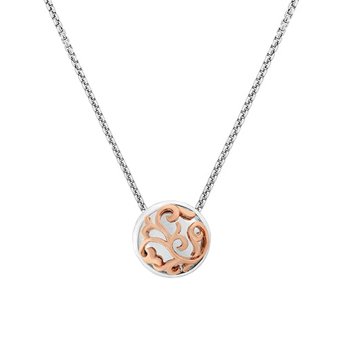 Charles Krypell Silver Collection 18k Rose Gold and Sterling Silver Round Ivy Lace Pendant - Charles Krypell