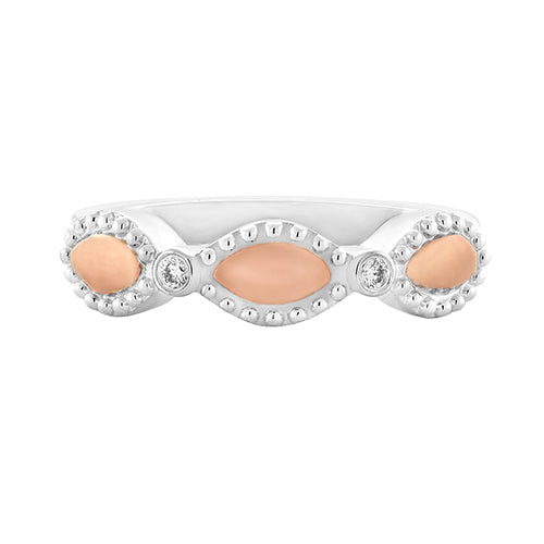 Charles Krypell Silver Collection 18k Rose Gold and Sterling Silver Bead Fire Fly Ring - Charles Krypell
