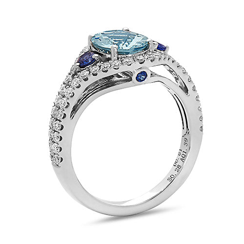 Charles Krypell Pastel Collection 18k White Gold Aquamarine Sapphire Diamond Ring - Charles Krypell