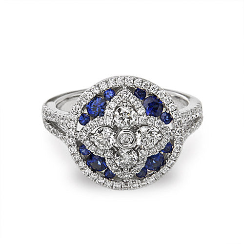 Charles Krypell Pastel Collection 18k White Gold Shining Star Sapphire Diamond Ring - Charles Krypell
