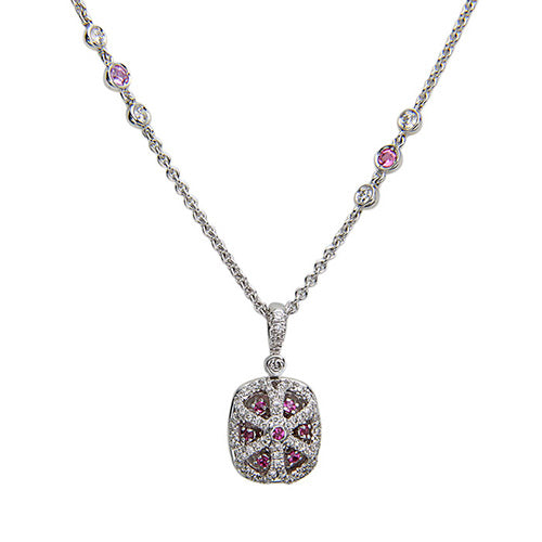 Charles Krypell Pastel Collection 18k White Gold Morganite Diamond Sapphire Necklace - Charles Krypell