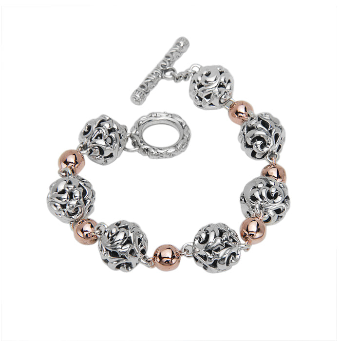 Charles Krypell Silver Collection 18k Rose Gold and Sterling Silver Ivy Bead Bracelet - Charles Krypell