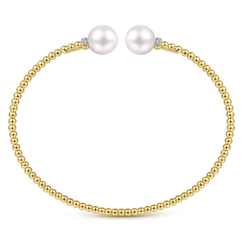 Gabriel & Co. 14k Yellow Gold Bujukan Pearl & Diamond Bangle Bracelet - Gabriel & Co. Fashion