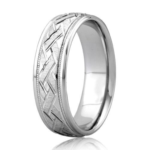 A. Jaffe Grooved Modern Men's Diamond Ring