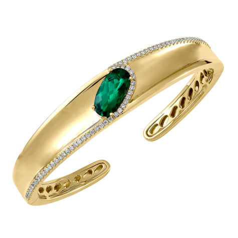 Chatham 14k Yellow Gold Emerald Cuff Bracelet