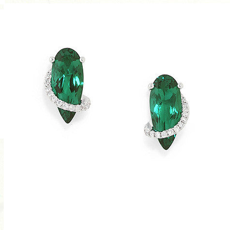 Chatham 14k White Gold Emerald & Diamond Earrings - Chatham