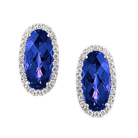 Chatham 14k White Gold Sapphire & Diamond Earrings - Chatham