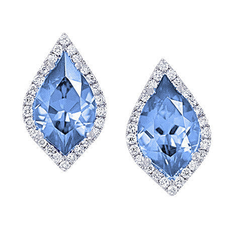 Chatham 14k White Gold Spinel & Diamond Earrings