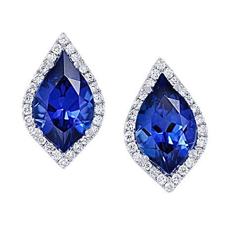 Chatham 14k White Gold Sapphire & Diamond Earrings