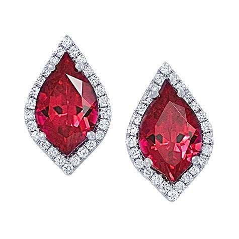 Chatham 14k White Gold Ruby & Diamond Earrings - Chatham